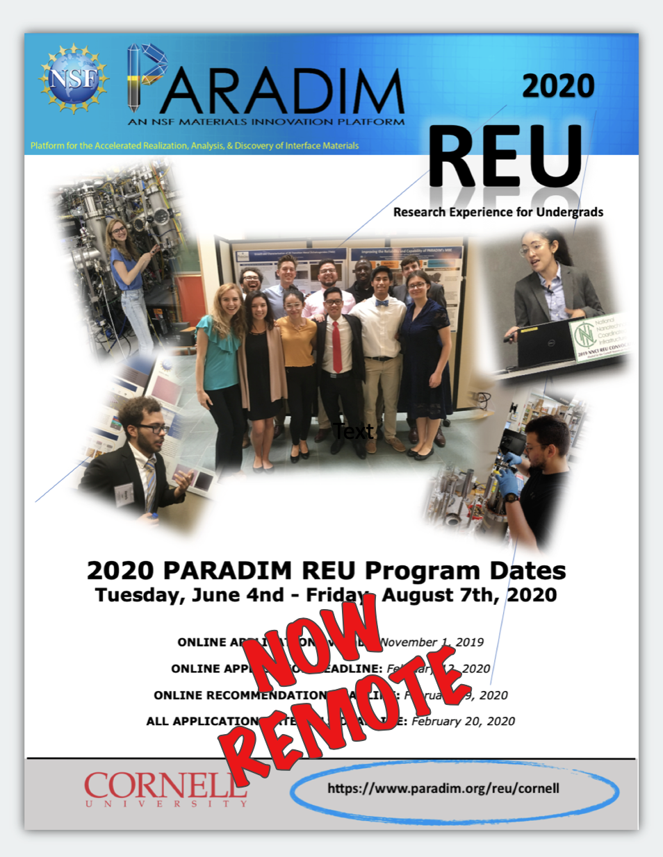 Virtual REU program 2020 PARADIM
